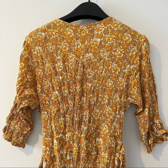 Faithfull the brand saffron Rafa ditsy floral midi dress xsmall yellow gold xs - Picture 11 of 12
